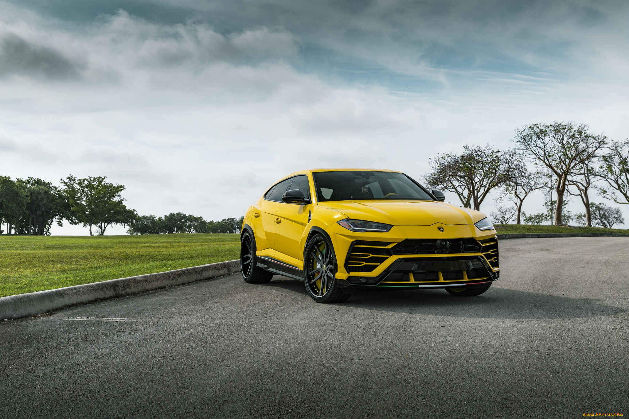 , lamborghini, predator, yellow, evening, urus, demon, vag